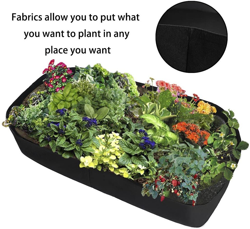 1PC Fabric Raised Garden Bed Rectangle Breathable Planting Container Growth Bag Home Garden Supplies
