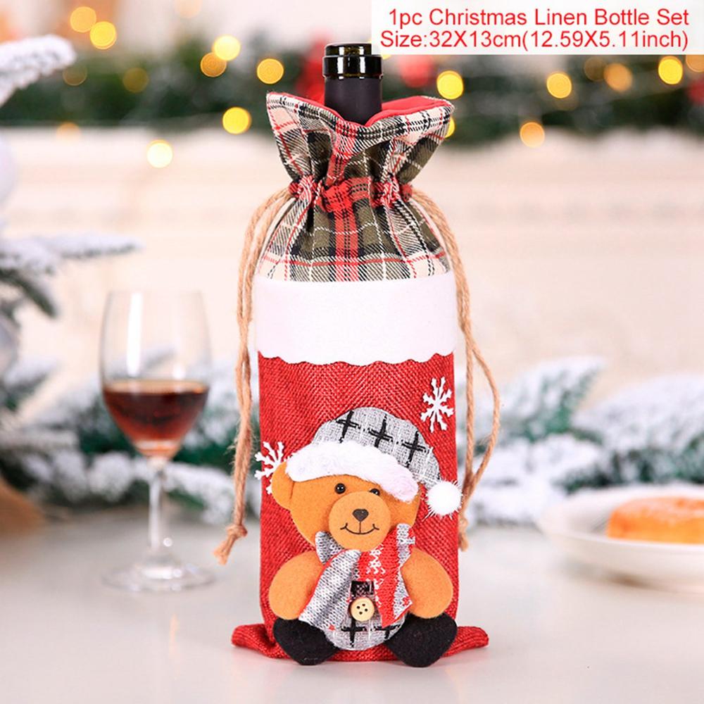 QIFU Santa Claus Wine Bottle Cover Merry Christmas Decorations