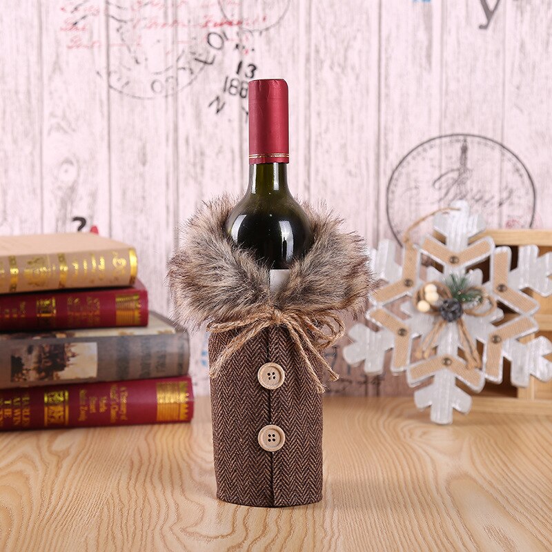 Santa Claus Wine Bottle Cover Christmas Decorations for Home