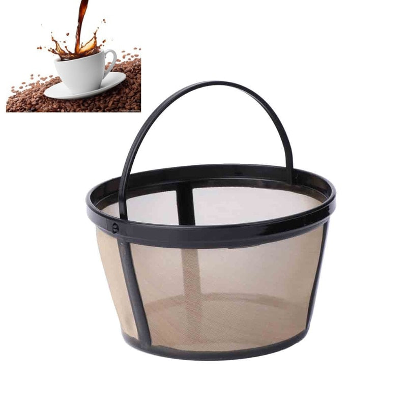 Reusable 10-12 Cup Coffee Filter Basket-style Permanent Metal Mesh Too   A
