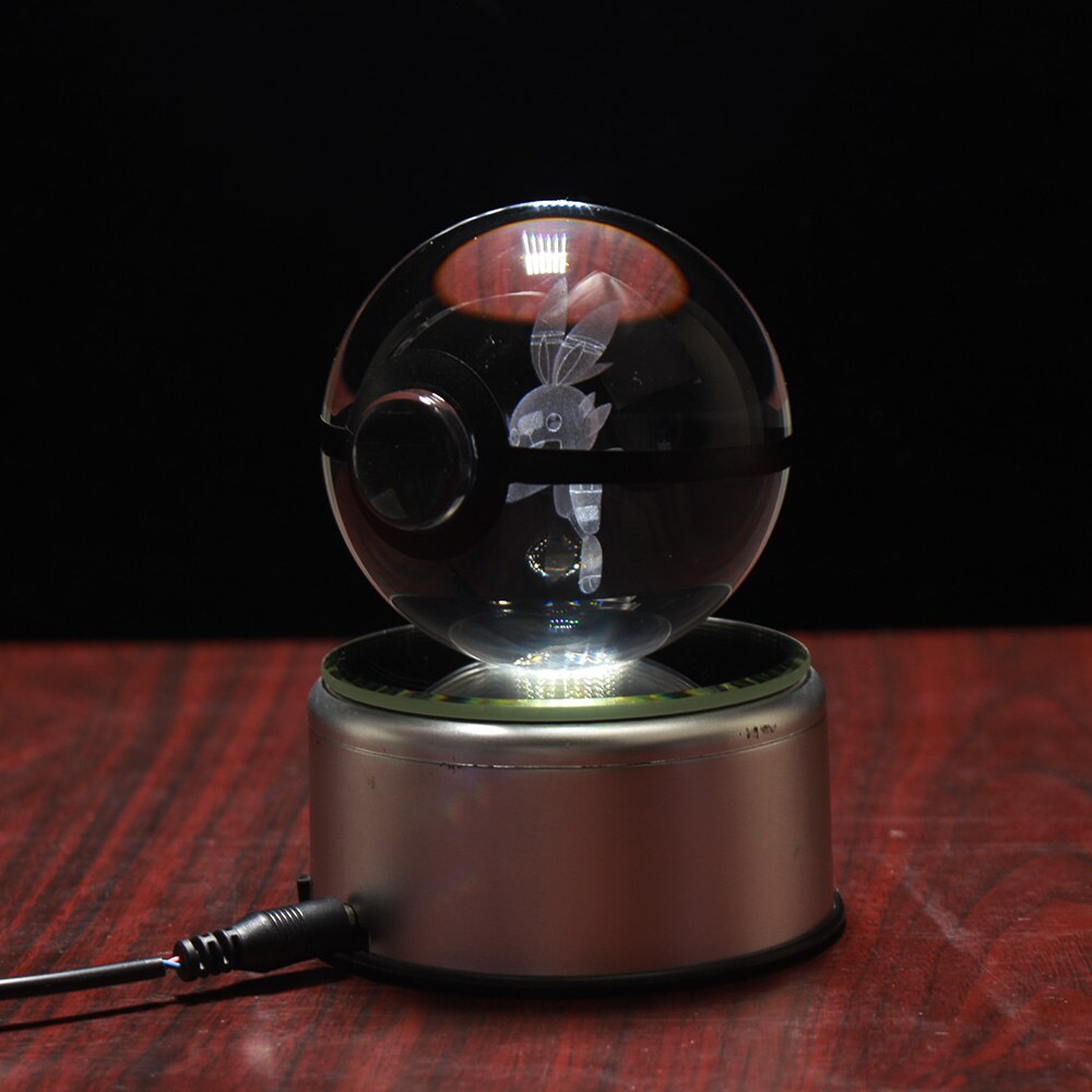 Popullar 80mm 3.15 inch Diameter Crystal Glass Poket Ball with Rotated LED Lamp Base Christmas Gifts