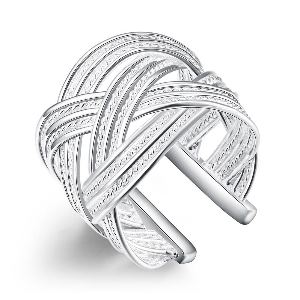 Silver Plating Adjustable Intertwined Woven Ring