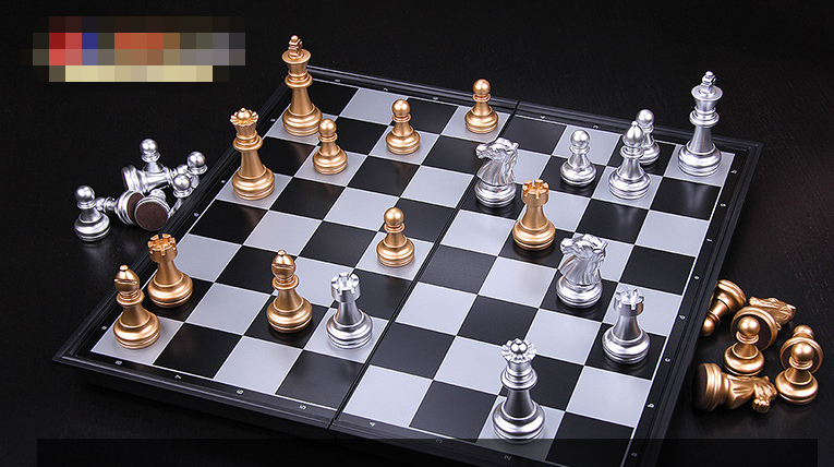 Medieval Chess Set With High Quality Chessboard 32 Gold Silver Chess Pieces Magnetic Board Game Chess Figure Sets szachy Checker