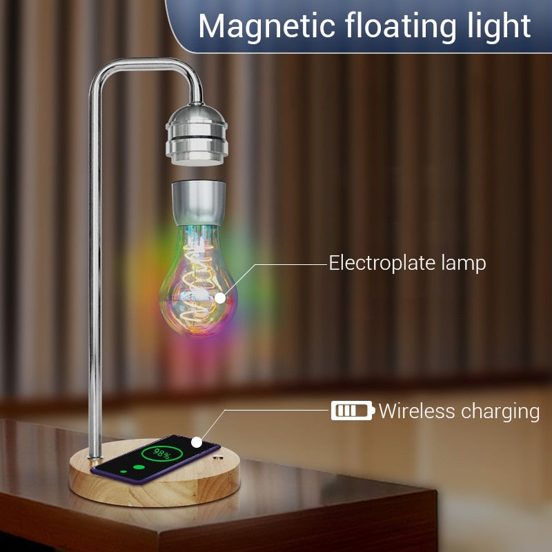 Magnetic Levitation Lamp Creativity Floating Bulb for Birthday Gift Decor magnet levitating Light Wireless Charger for Phone