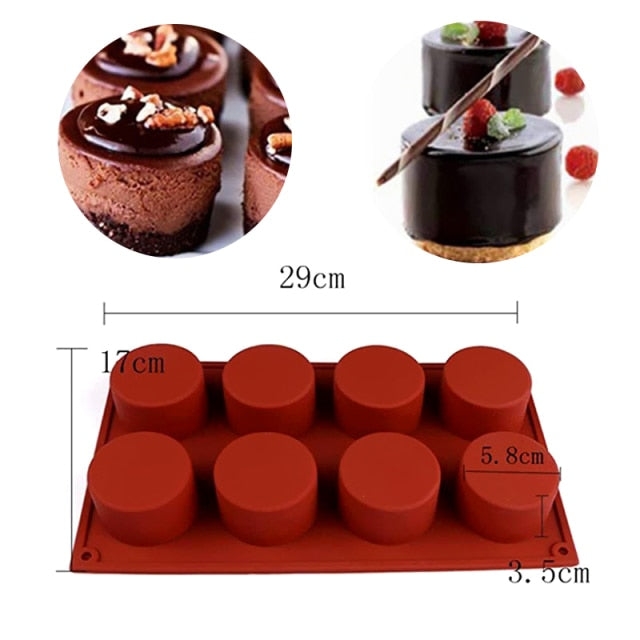 8 Cavity Silicone Cake Mold DIY Baking Pastry Scone Pans Tools Cake Mould Oven Bread Pizza Bakeware Cake Mould