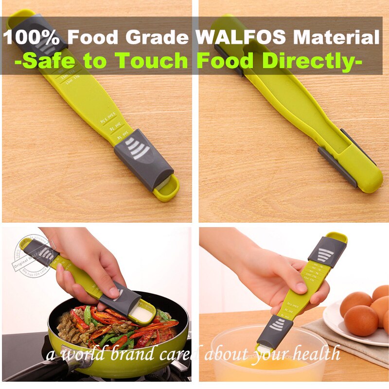 WALFOS measure cup Double End Eight Stalls Adjustable Scale Measuring Spoons Metering Spoon baking tool Kitchen accessories