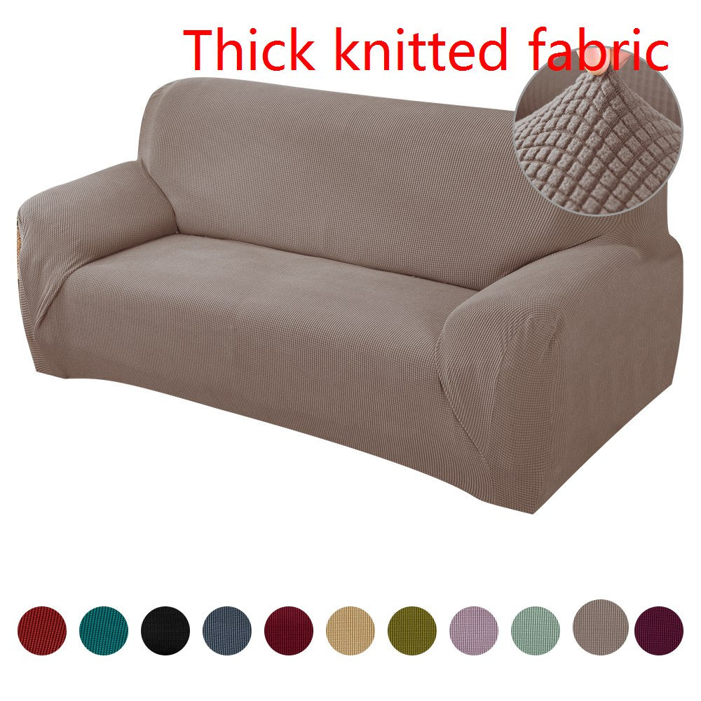 Knitted Thicken Sofa Cover Universal Couch Covers Non-slip Full Wrap Sofa Seat Covering Solid Color Elastic Slipcover