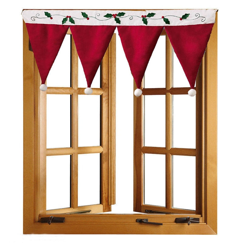 Merry Christmas Window Curtain New Year Door Drape Pendants  Indoor Home Decoration Christmas Ornaments