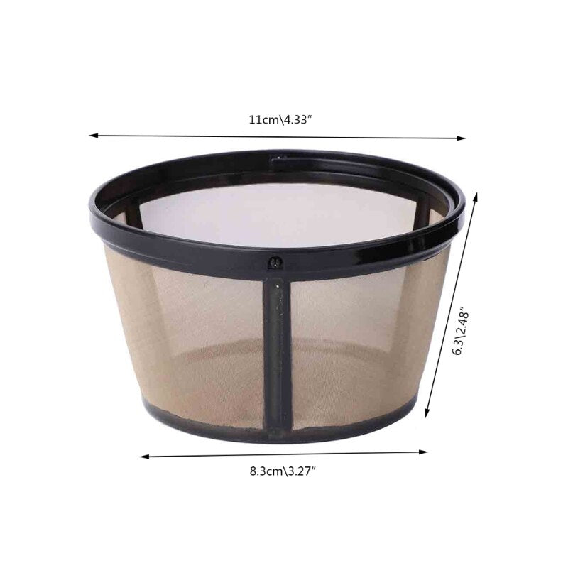 Reusable 10-12 Cup Coffee Filter Basket-style Permanent Metal Mesh Too   A