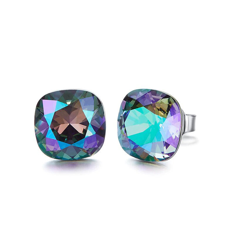 The Northern Lights Aurora B Changing Colors Stud 18K White Gold Filled