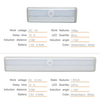 Thumbnail for PIR Motion Sensor LED Under Cabinet Light Auto On/Off  6/10 LEDs 98/190mm For Kitchen Bedroom Closet Wardrobe Night Lights