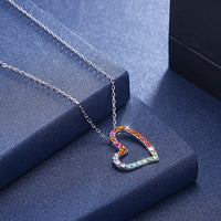 Thumbnail for Rainbow Heart Sterling Silver Necklace with  Crystals
