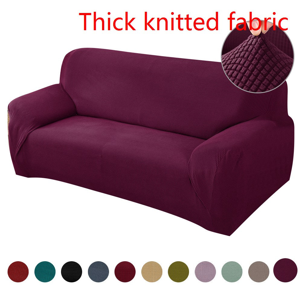 Knitted Thicken Sofa Cover Universal Couch Covers Non-slip Full Wrap Sofa Seat Covering Solid Color Elastic Slipcover
