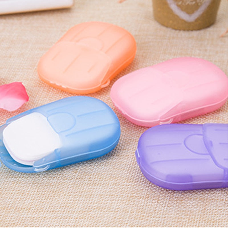100Pcs/20Pcs Disposable Soap Paper Clean Scented Slice Foaming Box Mini Paper Soap For Outdoor Travel Use Color Random TSLM2