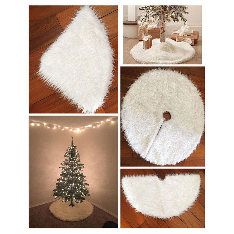 Round White Plush Christmas Tree Skirt