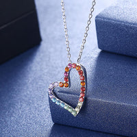 Thumbnail for Rainbow Heart Sterling Silver Necklace with  Crystals