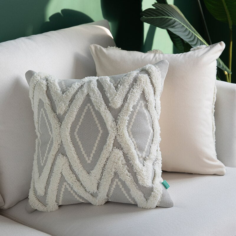 Cotton Woven cushion cover Iovry Tassels pillow cover Morroccan Style Tuft for Home decoration Sofa Bed 45x45cm/30x50cm/50x50cm