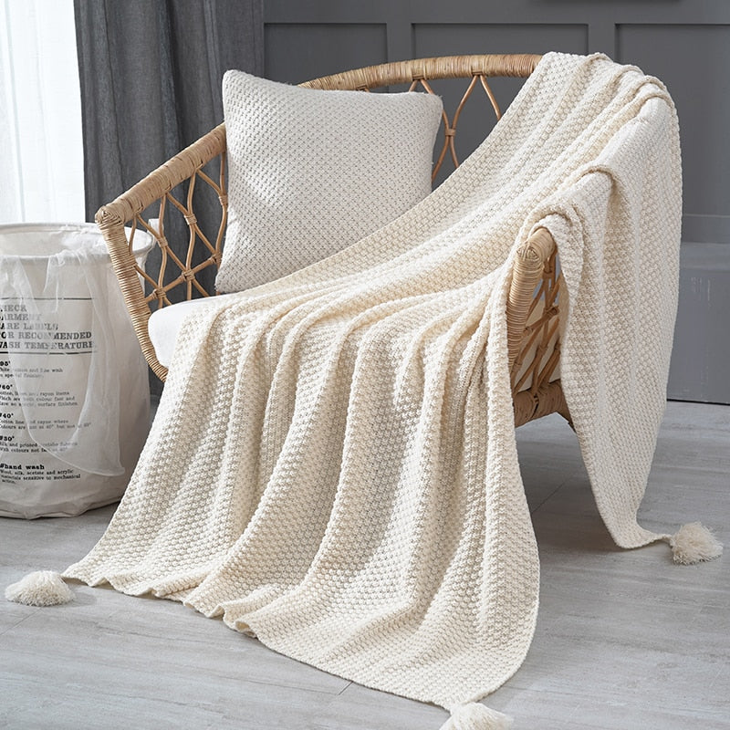 Handmade Hollow Tassel Blanket