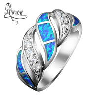 Thumbnail for Unique Design Elegant Blue Opal Gem Silver Plated Silver Ring For Women Hot Sale Fine Jewelry Christmas Gift Friendship Rings