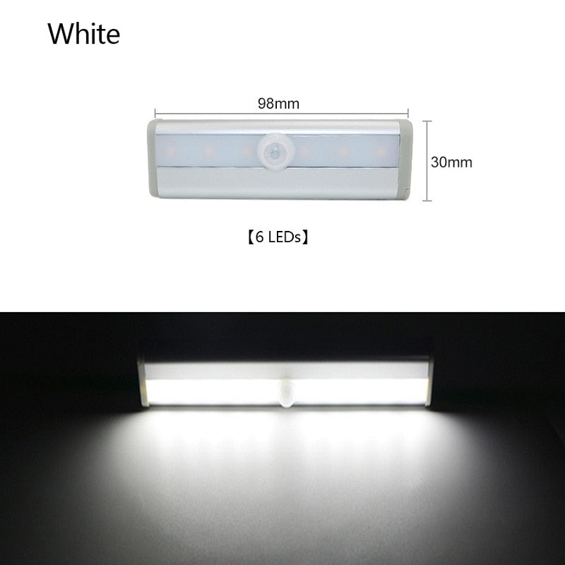 PIR Motion Sensor LED Under Cabinet Light Auto On/Off  6/10 LEDs 98/190mm For Kitchen Bedroom Closet Wardrobe Night Lights