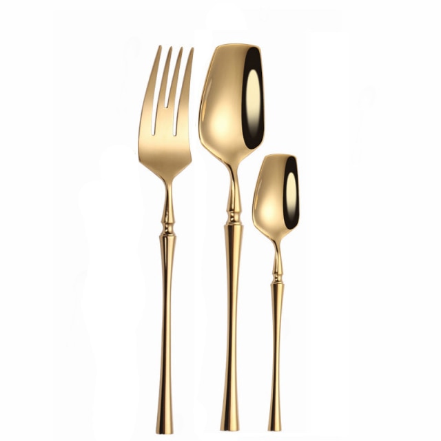 Cutlery Stainless Steel  Set Matte Gold Cutlery Set Stainless Steel Dinnerwar Steel Gold Forks Spoons Kel Cutlery nives SteSet Silverware Set